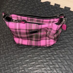 Coach Vibrant Pink and Black Checkered Shoulder Bag
